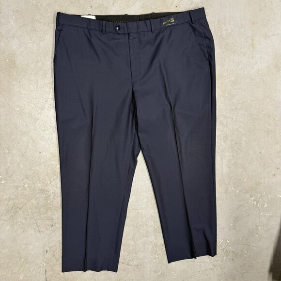 NWT Gaga G Dress Pants Zignone Wool & Silk Trousers Italy Micro-Check Blue 44x29 - Picture 2 of 9